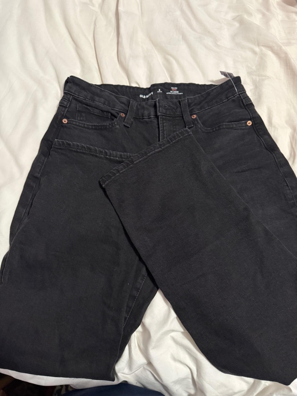 Old Navy Black Straight-Leg High-Rise Jeans